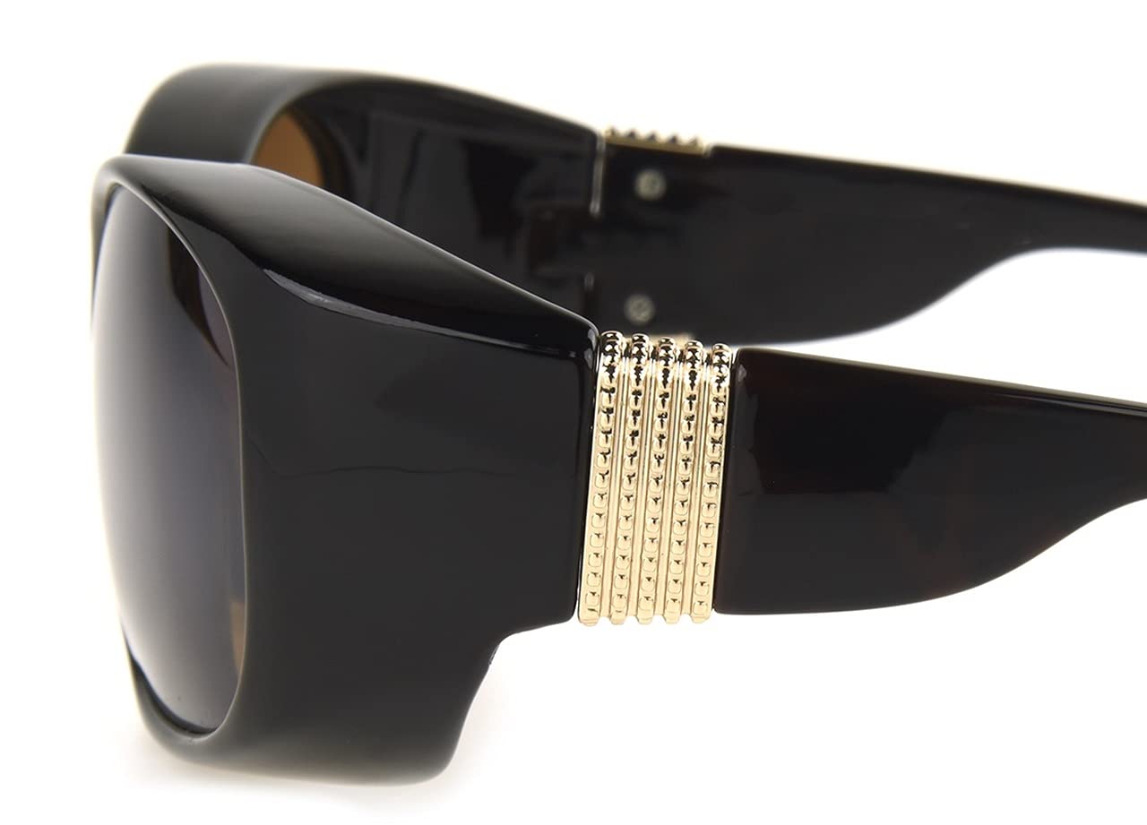 Dioptics / Solar Shield Polarized Oval Fits Over Sunglasses AZT- FO-029, Glossy Black frame, Smoke lenses Large, FO-029 BLK