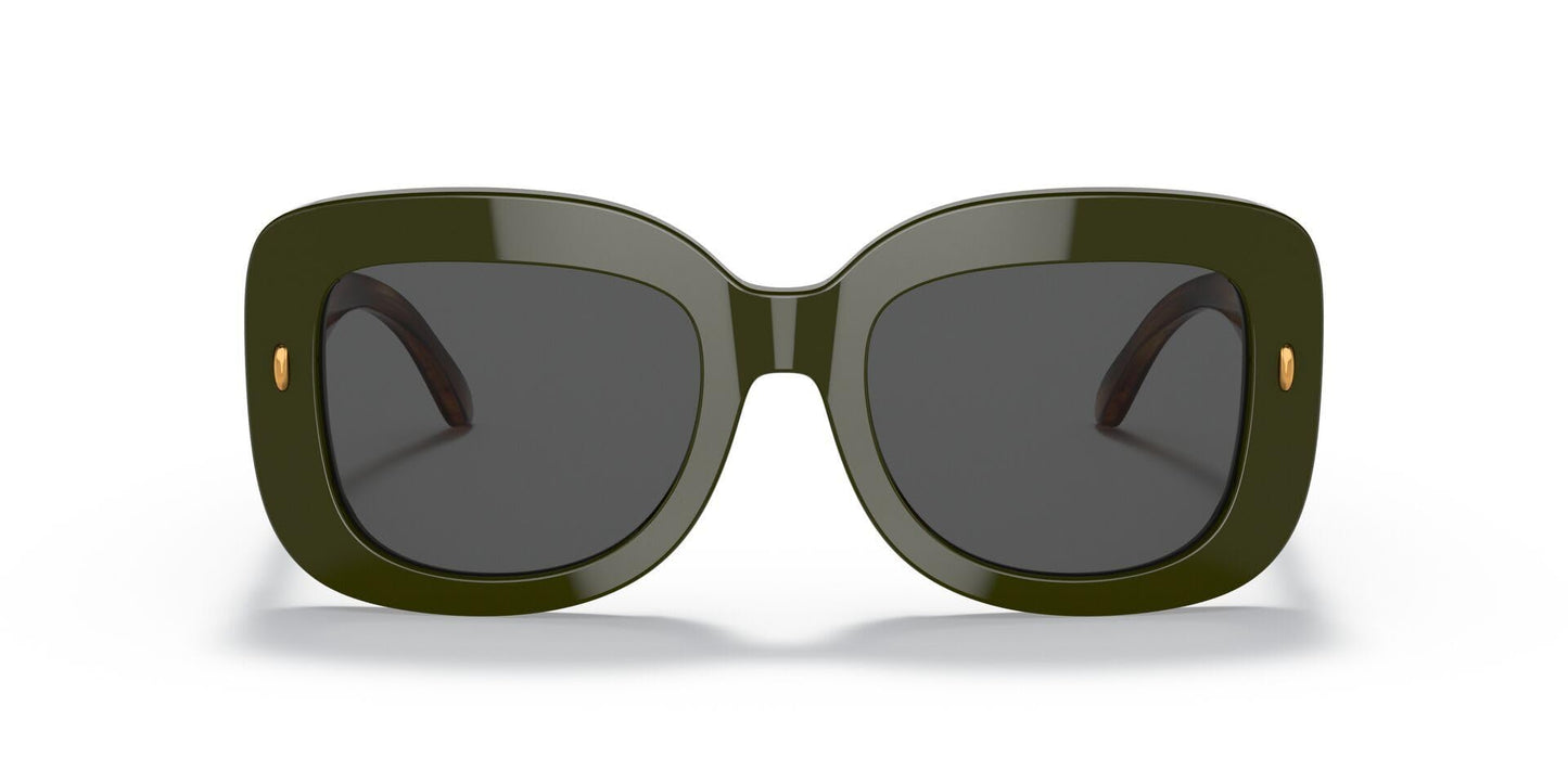 Tory Burch Women's Round Fashion Sunglasses, Olive/Solid Grey, One Size