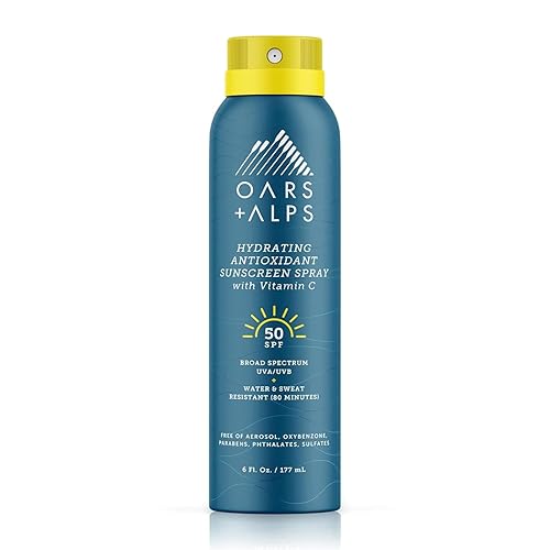 Oars + Alps Sunscreen Spray for Face & Body Spray Sunscreen Infused with Vitamin C & Antioxidants, No White Residue, Water & Sweat Resistant, All Skin