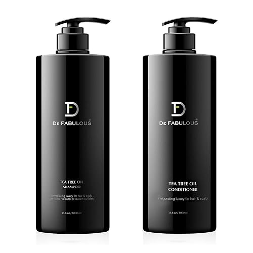 De Fabulous Tea Tree Oil Shampoo & Conditioner Set - Scalp Detox & Hair Revitalization - Deep Cleanse, Hydrate & Add Shine - Sulfate-Free - 33.8 fl oz