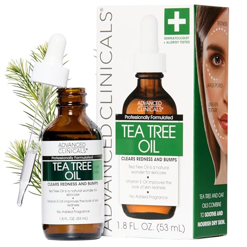 Advanced Clinicals Tea Tree Oil For Skin Facial Serum | Tea Tree Serum For Face With Vitamin E + Botanicals To Help Improve Appearance Of Large Pores