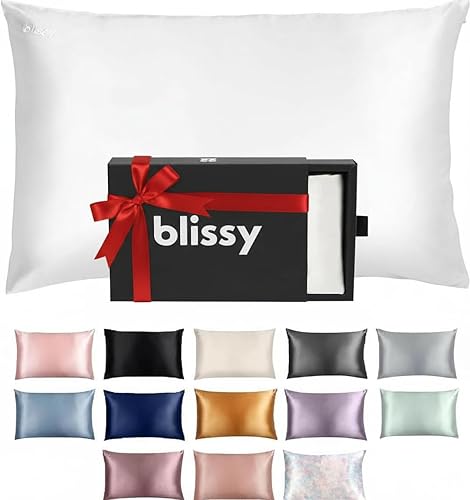 Blissy Silk Pillowcase - 100% Pure Mulberry Silk - 22 Momme 6A High-Grade Fibers - Silk Pillow Cover for Hair & Skin - Regular, Queen & King (Blissy