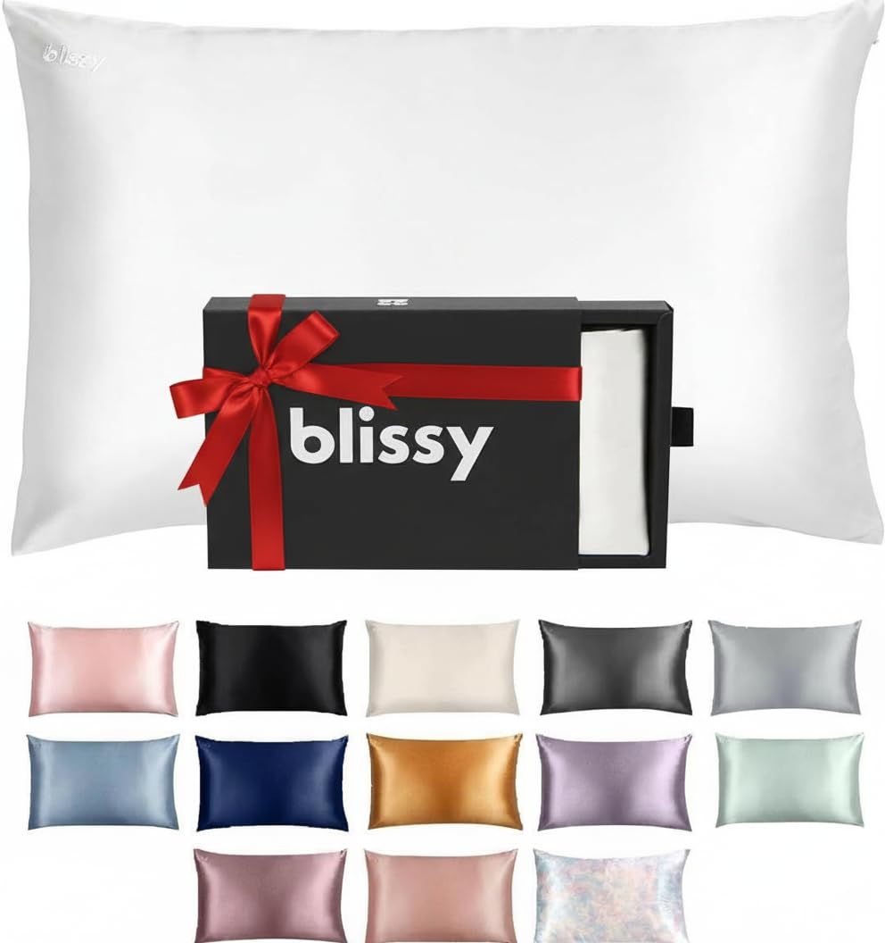Blissy Silk Pillowcase - 100% Pure Mulberry Silk - 22 Momme 6A High-Grade Fibers - Silk Pillow Cover for Hair & Skin - Regular, Queen & King (Blissy