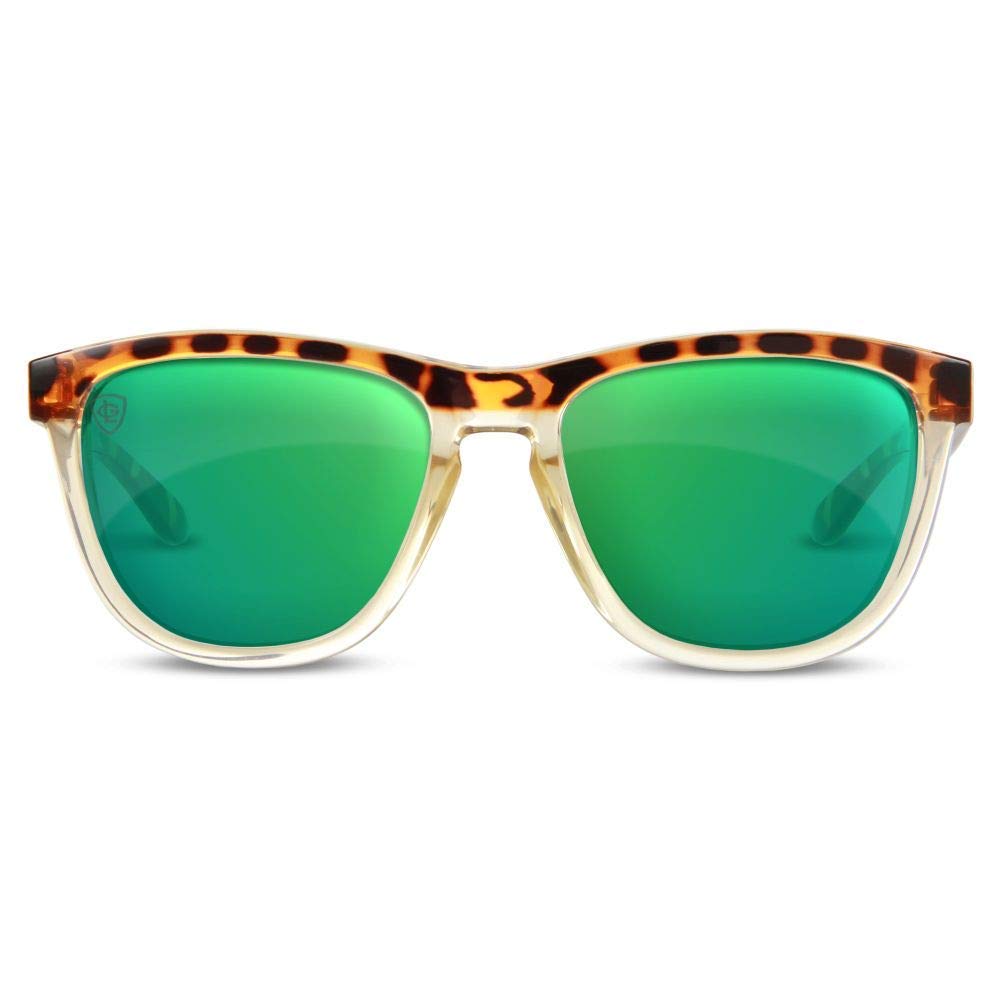 Epoch Eyewear LXE Skateboarding Sport Sunglasses Tortoise Gold with Green Mirror Polarized Lens