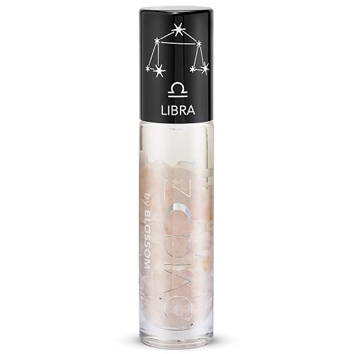 Blossom Lip Gloss Zodiac Sign Vanilla Scented Roll-On Lip Gloss, Moisturizing + Hydrating with Zodiac Crystals, Made in USA, 0.20oz, Libra