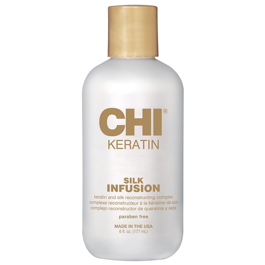 CHI Keratin Silk Infusion, Hydrating Hair Serum For Restoring Softness & Shine, Helps Dry, Damaged Hair, Sulfate-free, 6 Oz