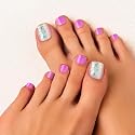 GoldFinger Trendy Press On Fake Toenail Kit, Glitter Confetti Flakes & Purple Color, Ready to Wear Gel & Manicure Stick, Mini Glue included Beauty & Personal Care Goldfinger