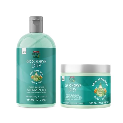 ORS Olive Oil Goodbye Dry Thirst Quencher Shampoo & Conditioner with Aloe, Mango & Papaya for Moisturizes & Restores 12 Ounces (2 Piece Set)