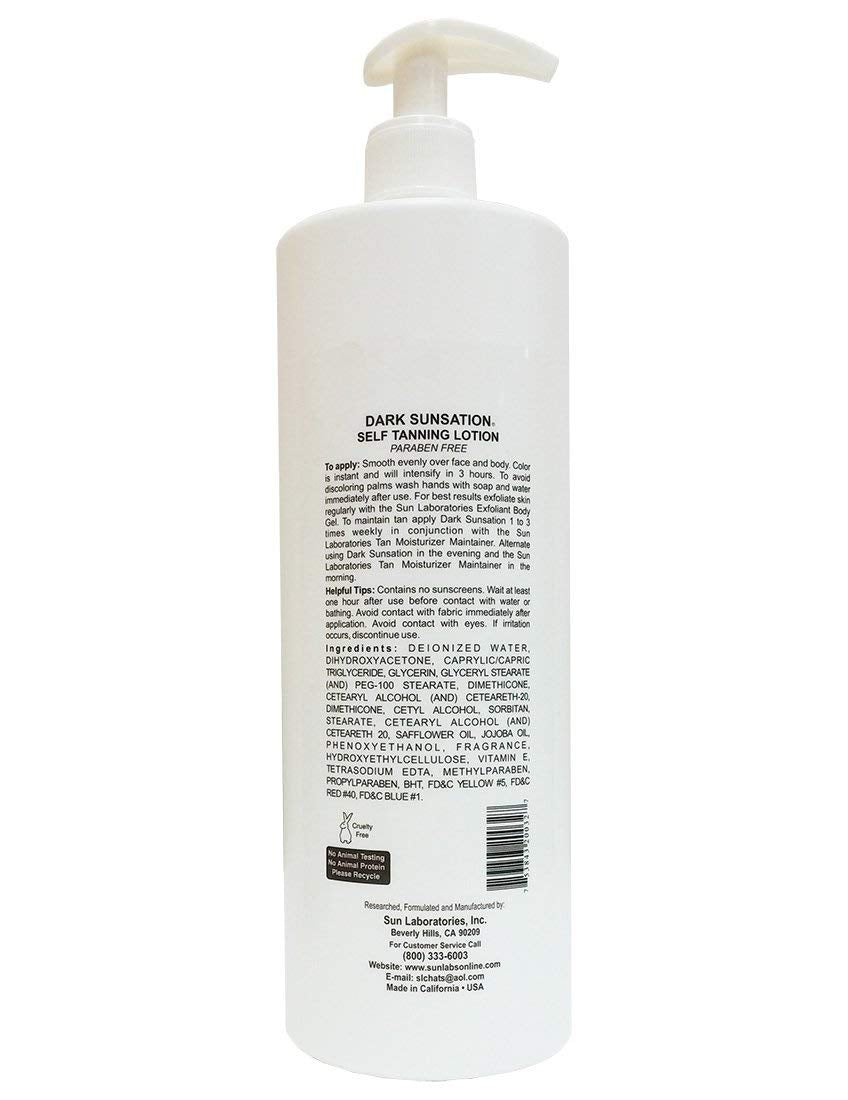 Sun Laboratories By Giesee Dark Sunsation Self Tanner Lotion With Tanning Mitt - Very Dark Sunless Self Tanning Lotion, Instant Organic Sun Self