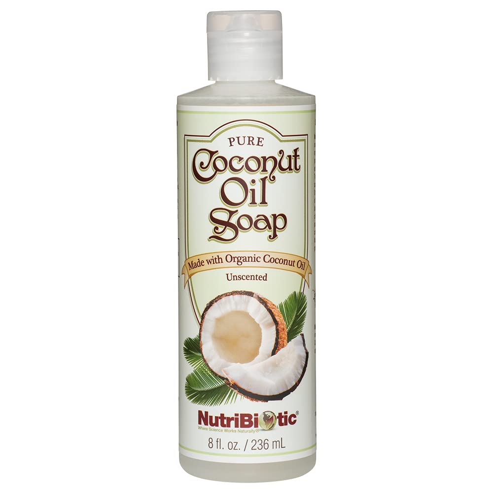 NutriBiotic - Pure Coconut Oil Soap, Unscented 8 Oz | Certified Organic, Unrefined, Biodegradable | Vegan & Made without GMOs, Gluten, Parabens or