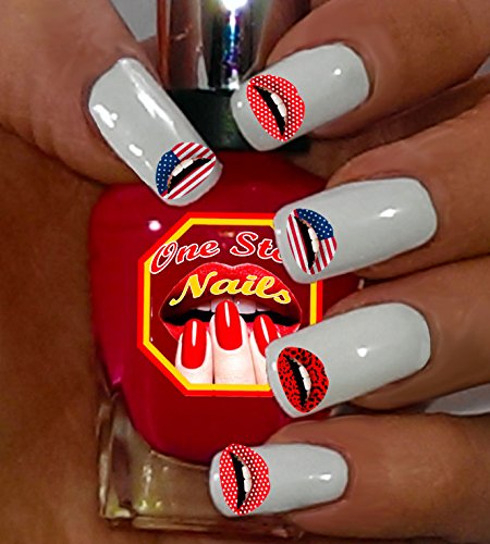 Sexy Lips clear waterslide nail art decals (tattoos). Set of 40 by One Stop Nails. Beauty & Personal Care One Stop Nails