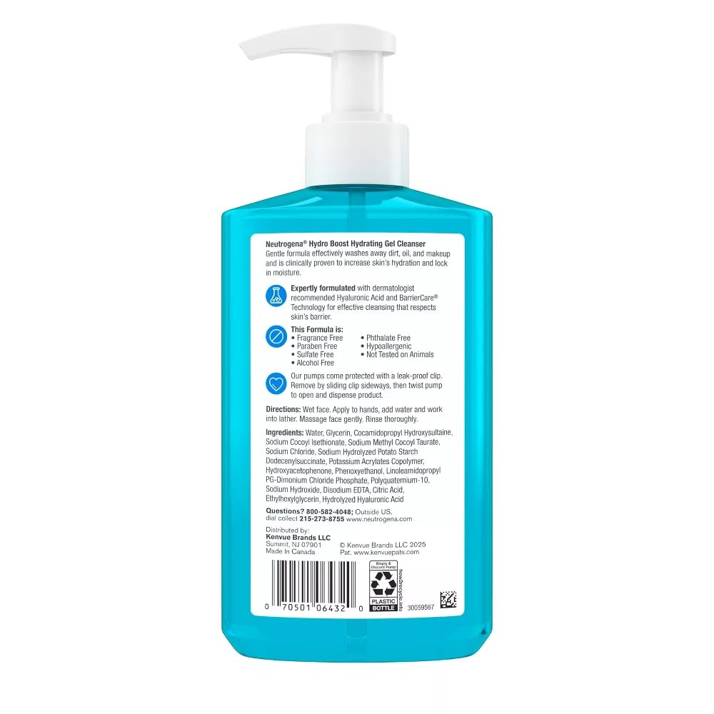 Neutrogena Hydro Boost Hydrating Facial Cleanser and Makeup Remover with with Hyaluronic Acid - Fragrance Free - 16 fl oz White