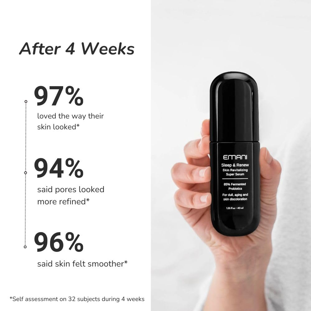 Emani Sleep and Renew Face Serum With Anti Aging and Wrinkle Reducing Properties, Hydrating Serum Contains Fermented Probiotics for Dull and Aging