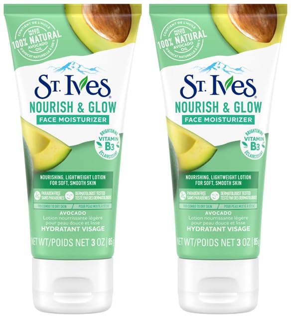 St. Ives Nourish & Glow Face Moisturizer Avocado with Vitamin B3, 3 Ounce (85g) - Pack of 2