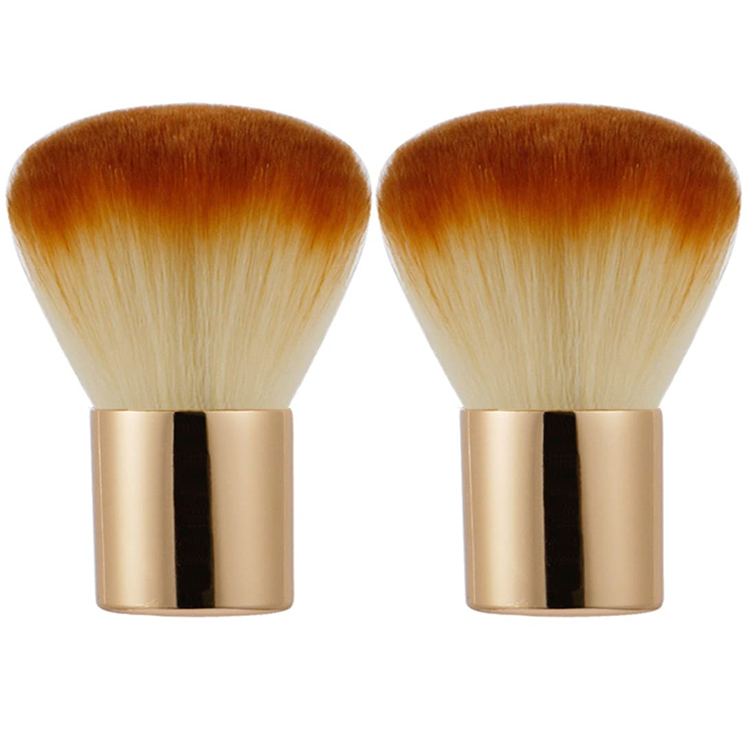 2 Pieces Kabuki Brushes Powder Brush Blush Brush Foundation Brush Bronzer Brush Face Blender Brush Mineral Blending Buffing Concealer Brush
