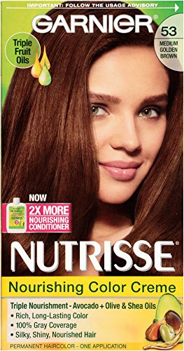 Garnier Nutrisse Nourishing Hair Color Creme, 53 Medium Golden Brown (Chestnut), 3 Count