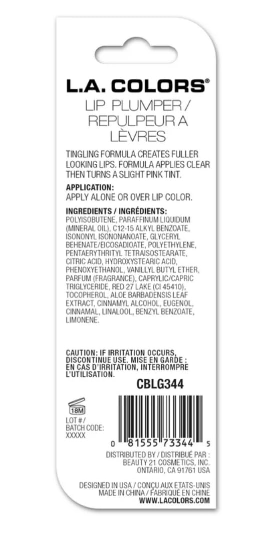 L.A. COLORS L.A Lip Plumper Clearly Pink Color 0.3 fl oz 3 inc