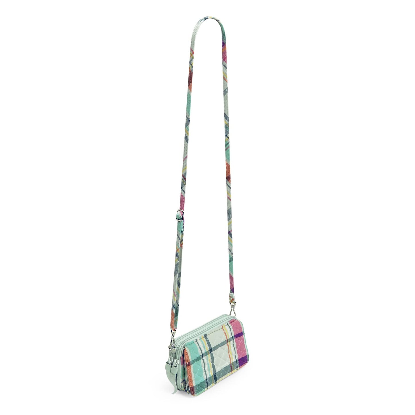 Vera Bradley Women's Cotton All in One Crossbody Purse With RFID Protection, Pastel Plaid - Recycled Cotton, One Size