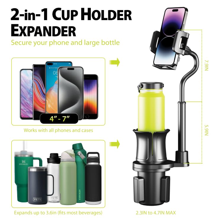 Bracketron TripGrip Series Cell Phone Mount Phone Holder for Car Cup Holder Expander