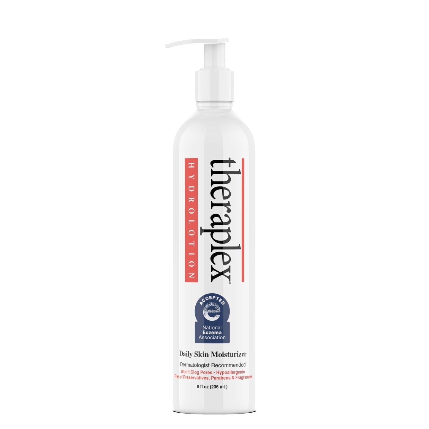 Theraplex Hydro Lotion (8 oz) - No Parabens or Preservatives, Noncomedogenic, and Hypoallergenic, Fragrance-Free, Dermatologist recommended - National