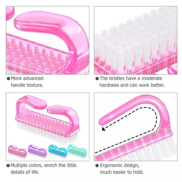 ROLECK 4 Pcs Nail Brush for daily Use - 4 Different Kinds of Fingernail brush with Plastic Handle Nail brush for cleaning Fingernails and Pedicure Beauty and Personal Care ROLECK