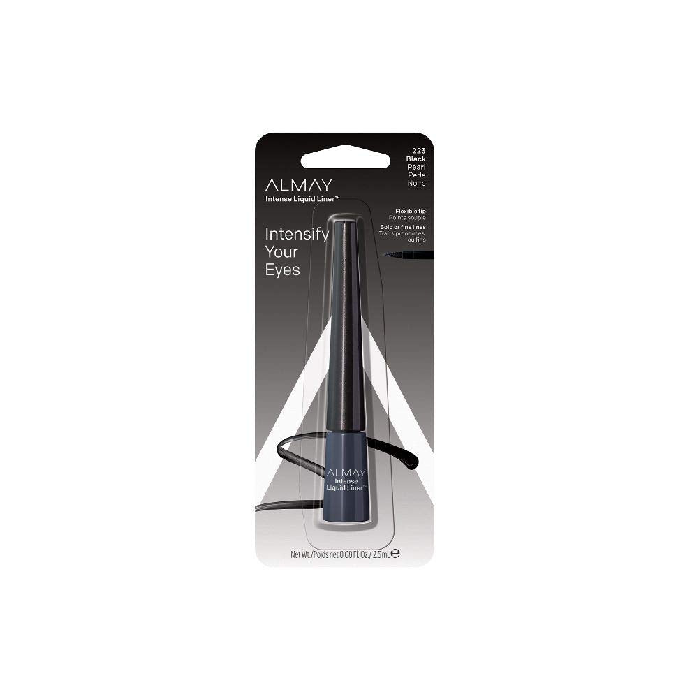 Almay Intense Liquid Eyeliner, Waterproof and Longwearing, Hypoallergenic, Cruelty Free, -Fragrance Free, Ophthalmologist Tested, 223 Black Pearl