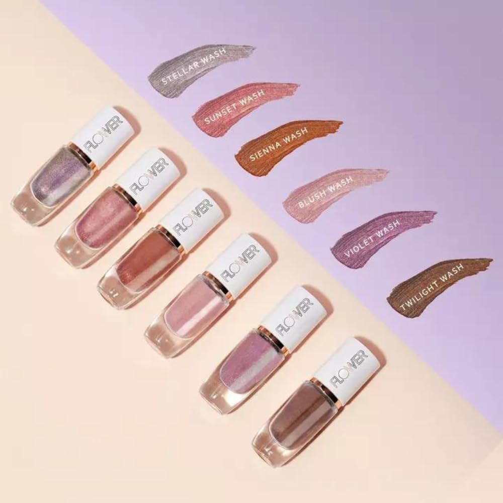 FLOWER BEAUTY By Drew Barrymore Watercolor Liquid Eyeshadow - Quick-Drying + Crease-Free - Radiant Finish - Water-Based Formula (Sunset Wash)