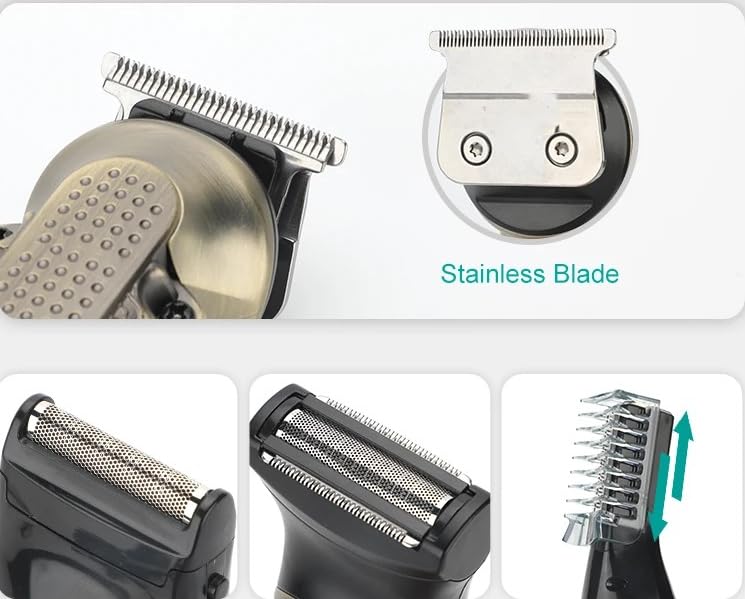 GLESVOWIO 8-in-1 Professional Hair Clipper Set Multifunctional Intelligent LED Digital Electric Razor for Nose Body Face & Mustache Cordless Body Beauty and Personal Care GLESVOWIO