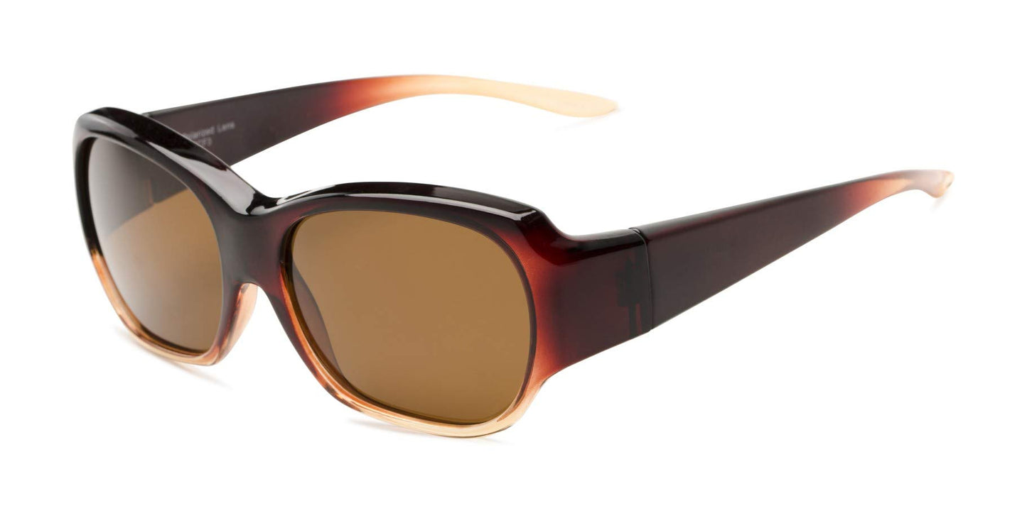 Solar Shield Polarized Fits over Santa Monica Rectangular Sunglasses CRML AMB Size M/L, FREE Microfabric Case included