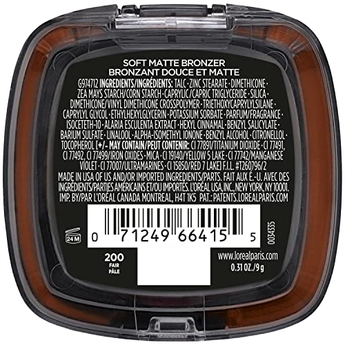 L'Oréal Paris Infallible 24H Fresh Wear Soft Matte Bronzer, Longwear, Waterproof, Heatproof, Sweat & Transfer Resistant, Fair, 0.31 oz