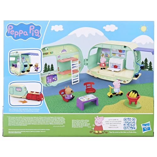 Peppa Pig Caravan Playset for Girls and Boys, 3 Figures, 6 Accessories, Preschool Toys, Kids Gifts, Ages 3+