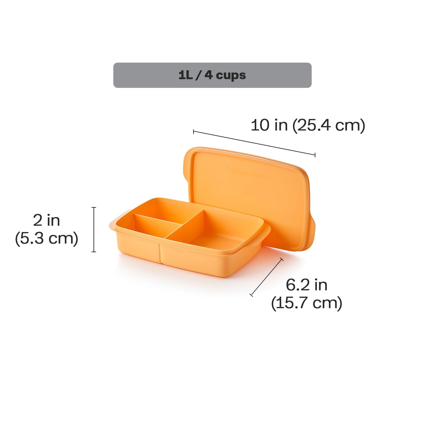 Tupperware Lunch-It Portion & Go Lunch Box Food Storage Container, Dishwasher Safe and BPA Free (4 Cups/1L)