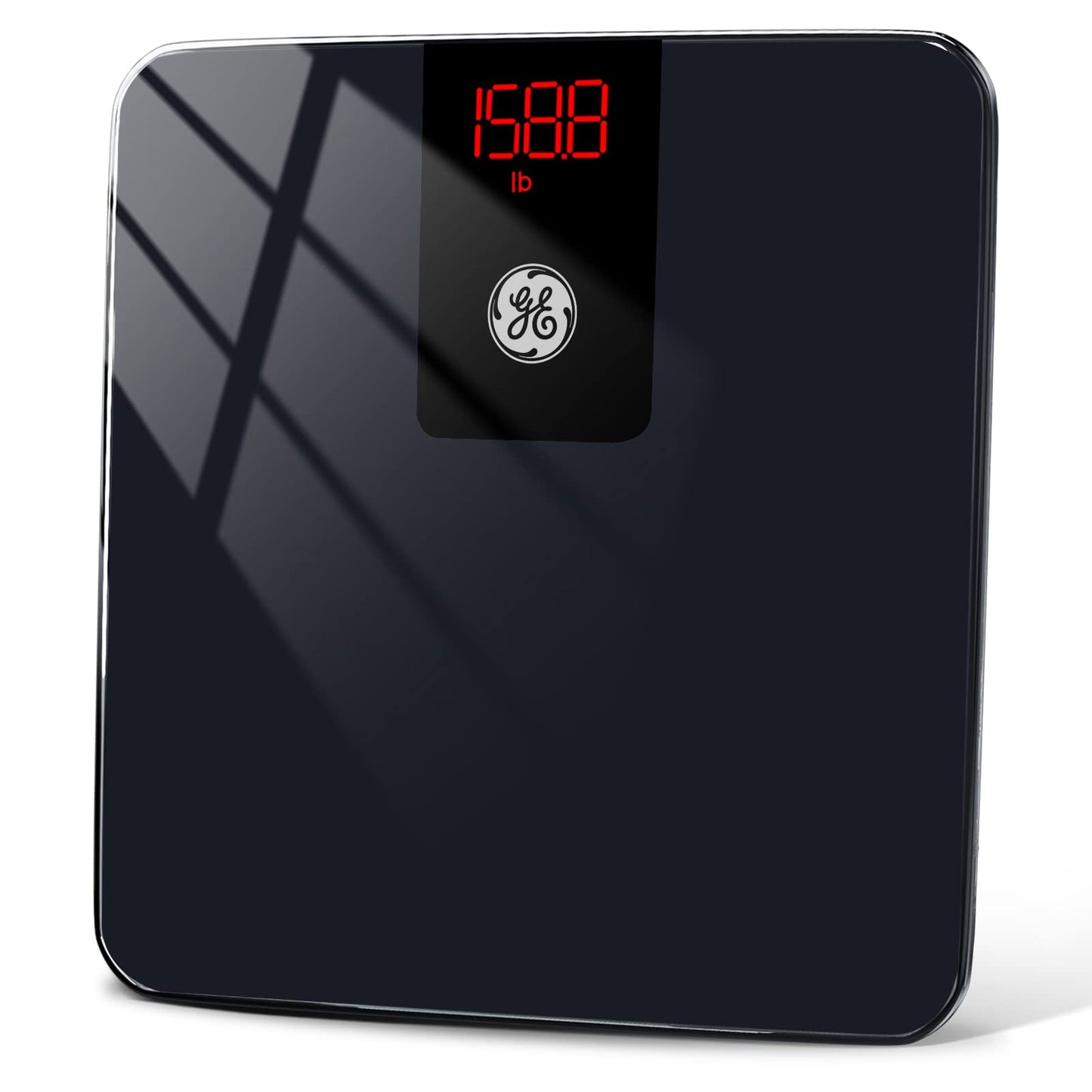 GE Digital Bathroom Scale for Weight, Smart Bluetooth Body Weight and BMI, Electronic Black Weighing Scale for Bath Home, Accurate 400lb Capacity
