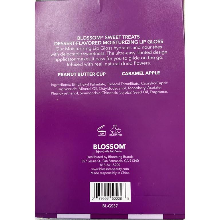 Blossom Sweet Treats Dessert-Flavored Lip Gloss, Peanut Butter Cup & Caramel Apple - 2 Pack