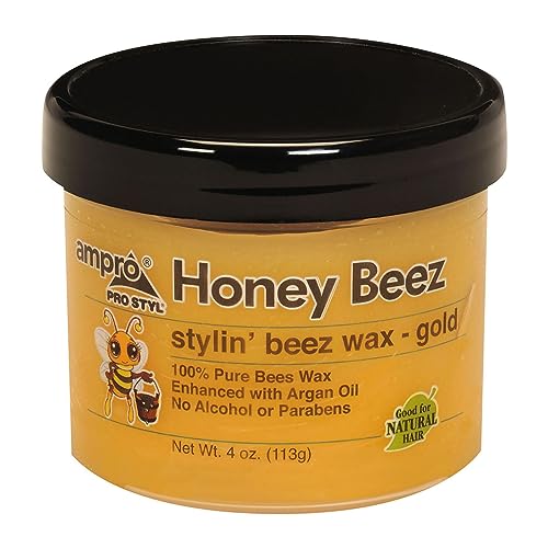 AmPro Pro Styl Beez Wax - Softens Your Hair and Provides Strong Hold - Infused with Argan Oil to Smooth and Condition Tresses - Creates Sleek Looks
