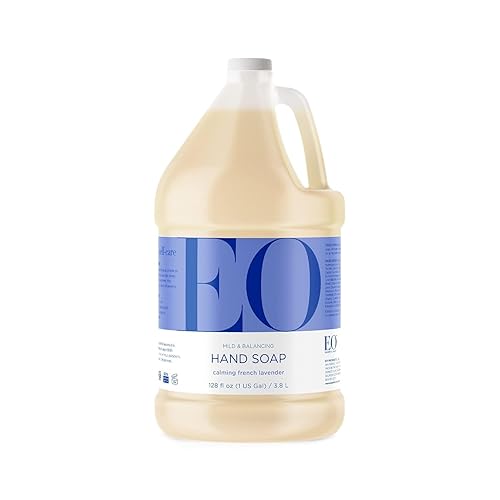 EO Liquid Hand Soap Refill, 1 Gallon, French Lavender, Organic Plant-Based Gentle Cleanser with Pure Essential Oils