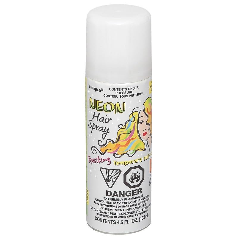 White Neon Hair Spray, Easy to Apply & Wash Out - Perfect for Parties & Events - 3.17 fl Oz