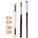WOKOTO 3Pcs Ombre Nail Brush Set With 4 Replaceable Sponge Heads, Wooden Gel Builder Blending Nail Ombre Brush Double Head Nail Gradient Shading
