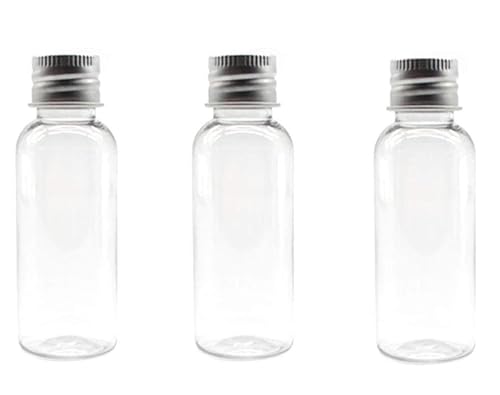 12PCS 1oz / 30Ml Empty Clear PET Plastic Tube Bottle Containers With Silver Aluminum Screw Cap For Makeup Lotion Essential Oils Creams Powders