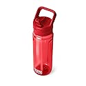 YETI Yonder 750 ml/25 oz Water Bottle with Yonder Straw Cap, Rescue Red