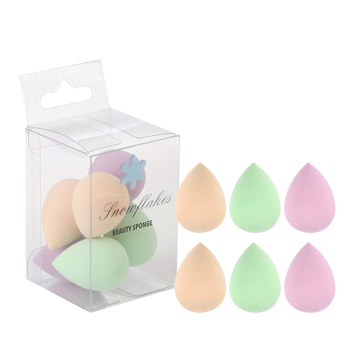 Snowflakes Mini Beauty Makeup Sponge Blender for Detailed Application Around the Eyes and Other Areas, 6 pcs, Latex Free, Small Makeup Sponges Under