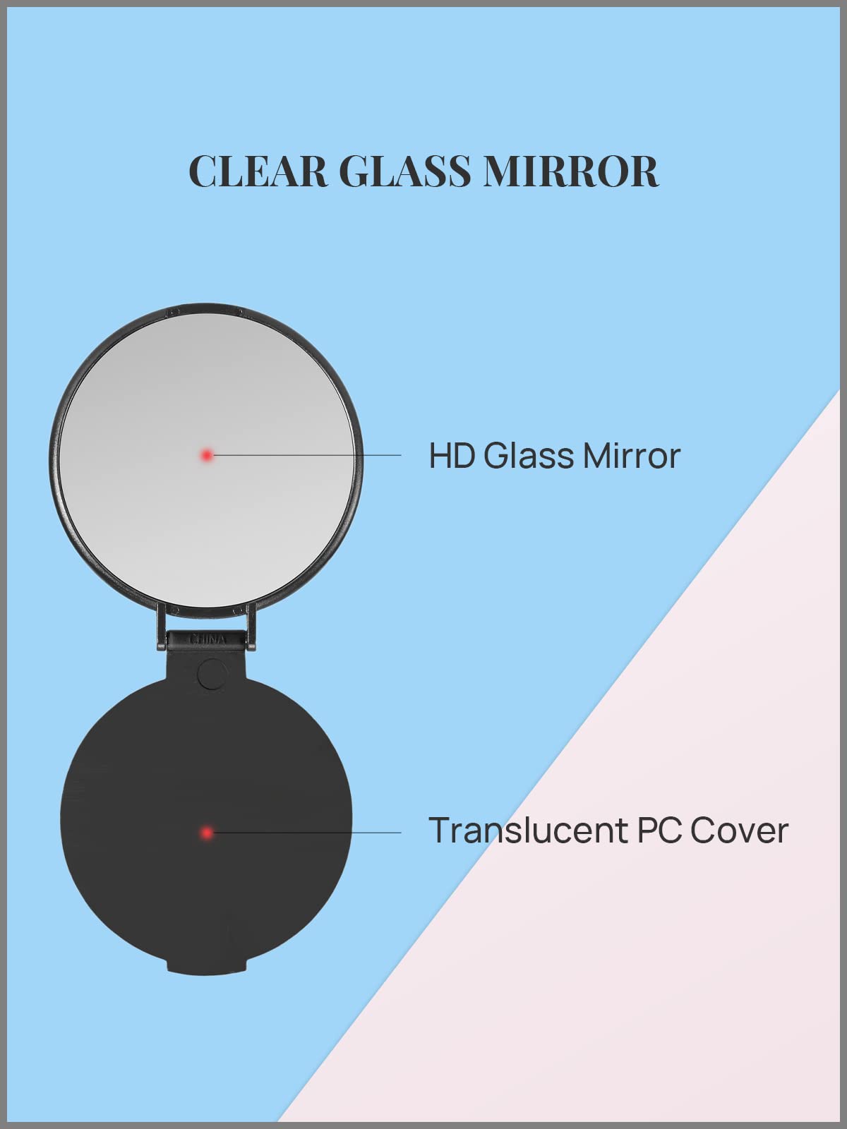 MOMIRA Compact Mirror Bulk Round Makeup Mirror for Purse, Set of 3, 2.6" L x 2.37" W (Black)