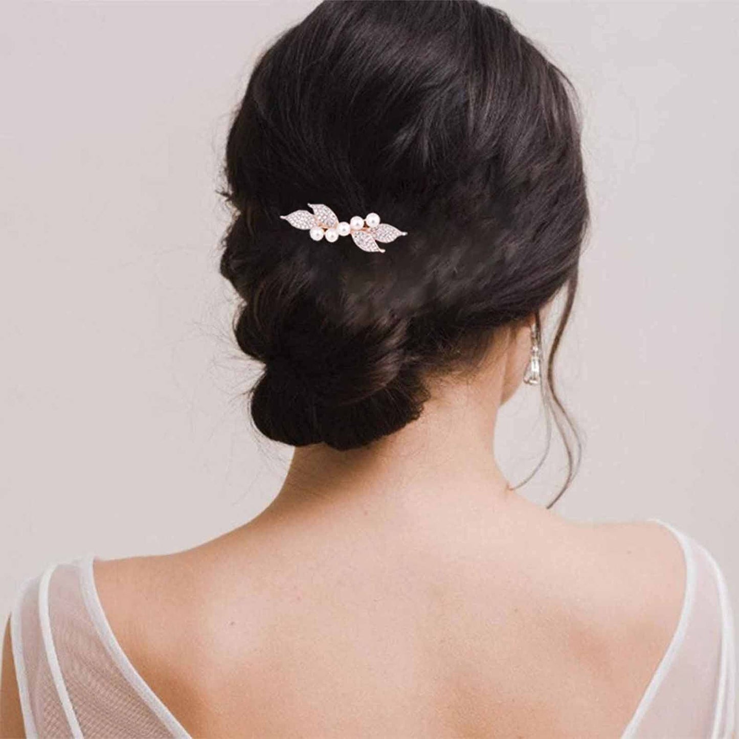 Yheakne Bridal Pearl Rhinestone Hair Clip Barrette Shining Headwear Crystal Hair Barrette Clip Wedding Headpieces Hair Accessories for Women and Girls
