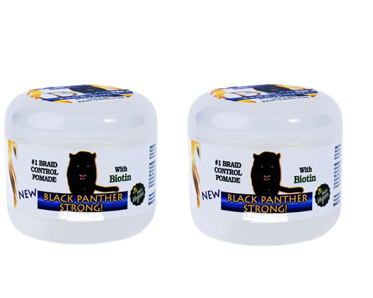 Black Panther Vegan Edge & Braid Control Pomade with Biotin – Strong Flexible Hold for Braids, Locs & Twists, All Hair Types, 2-Pack (1 oz each)