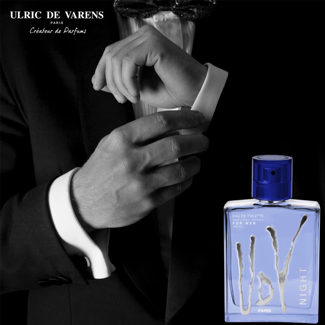 Ulric De Varens NIGHT - Eau De Toilette for Men - Captivating, Enchanting, and Luxurious- Easy to Love, Manly, and Notes of Bergamot, Mandarin