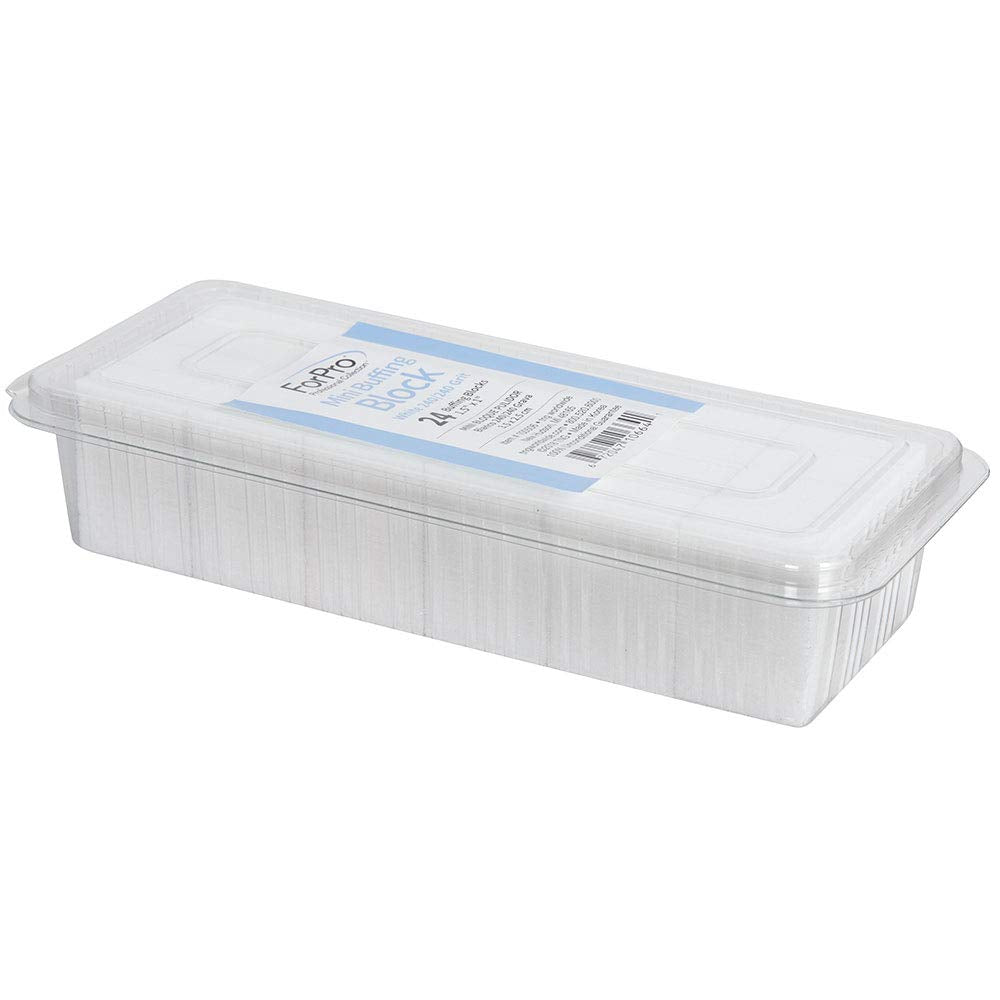 ForPro Professional Collection Mini Buffing Block, White, 240/240 Grit, Double-Sided Buffer, 1.5 L x 1 W x .5 H Inches, 24-Count