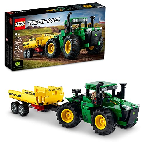 LEGO Technic John Deere 9620R 4WD Tractor Toy 42136 Building Toy - Collectible Model with Trailer, Featuring Realistic Details, Construction Farm Toy…