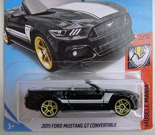 Hot Wheels Muscle Mania 2/10, Black 2015 Ford Mustang GT Convertible 291/365 50TH Anniversary Card