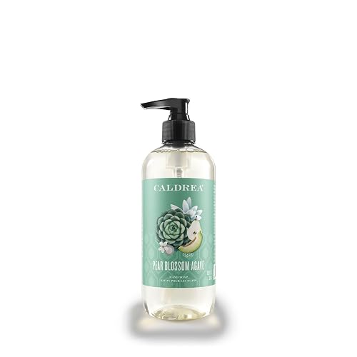 Caldrea Hand Wash Soap, Aloe Vera Gel, Olive Oil and Essential Oils to Cleanse and Condition, Pear Blossom Agave Scent, 10.8 oz (Packaging May Vary)