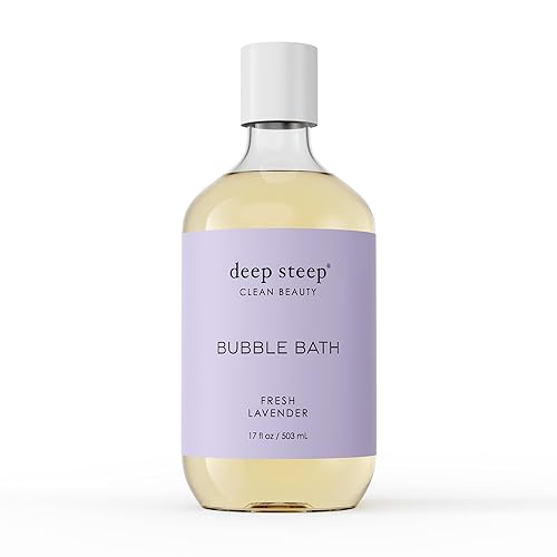 Deep Steep Fresh Lavender Bubble Bath for Women, Hypoallergenic, Clinically Tested, Clean Formula for Sensitive Skin, Sulfate-Free, 17 fl oz Bottle